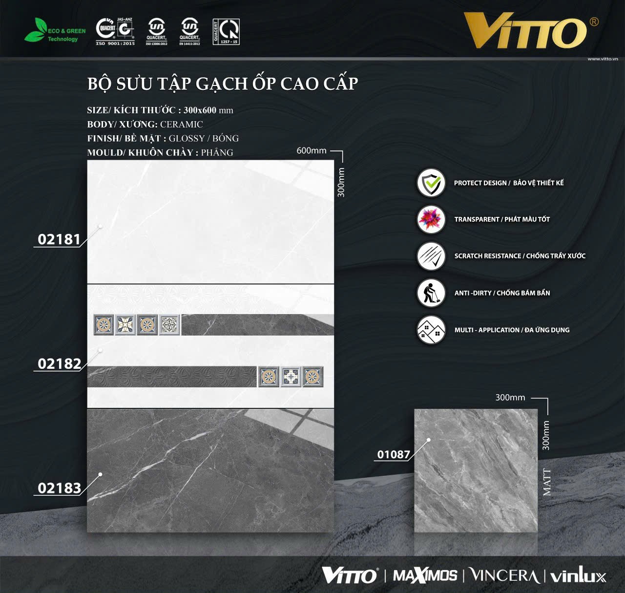 Gạch ốp tường 30x60 VITTO-1491