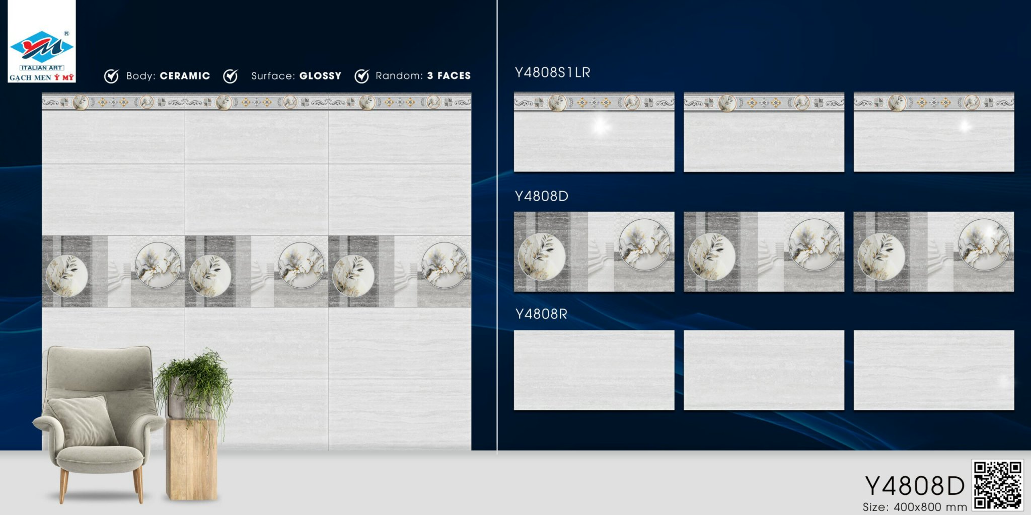 Gạch ốp tường 40x80cm Ý MỸ-1793